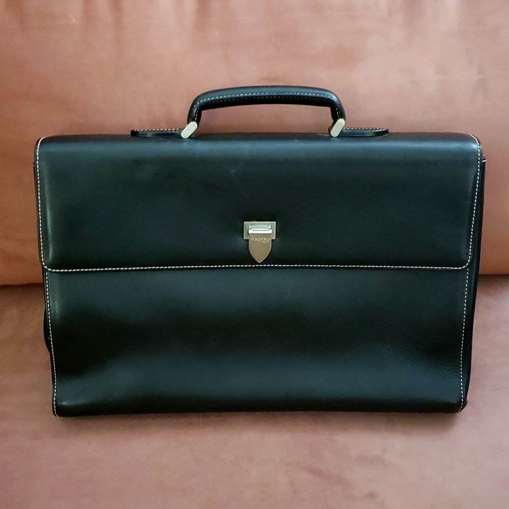 Genuine Asprey London Leather 2 Folder Briefcase Gem